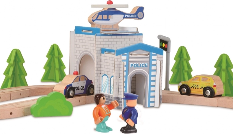 Comisaría con helipuerto para escenas de acción