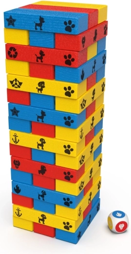 Torre de madera colorida con dado