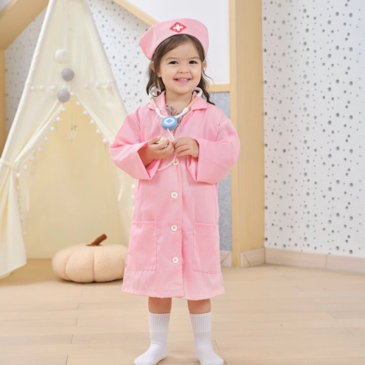Auténtica bata rosa con bolsillo