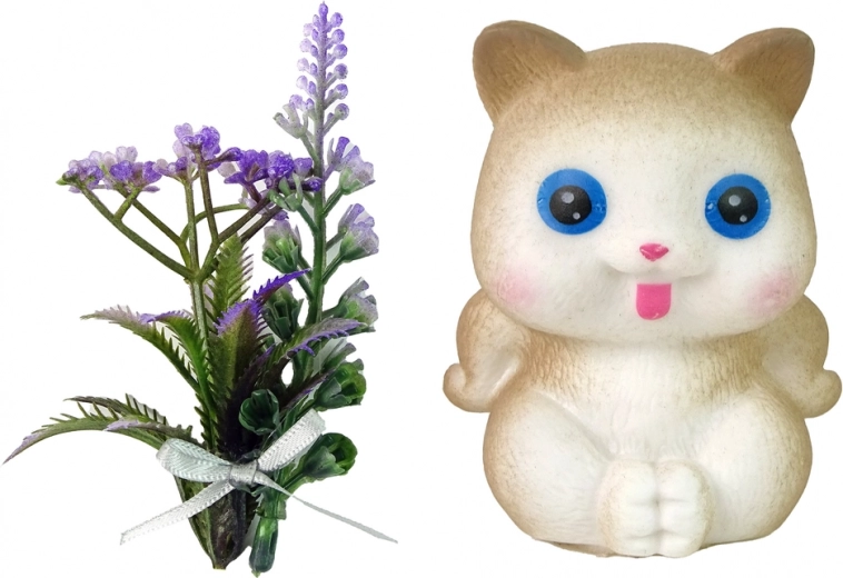 Accesorios adorables: gatito y flores
