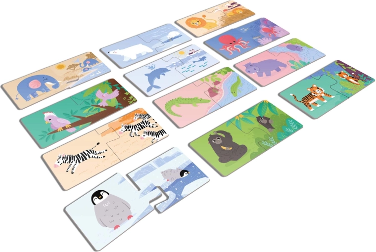 Ilustraciones coloridas de 12 animales