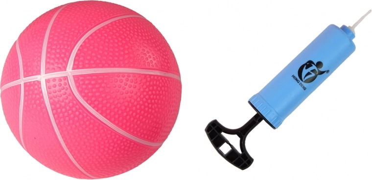 Balón de baloncesto rosa y bomba