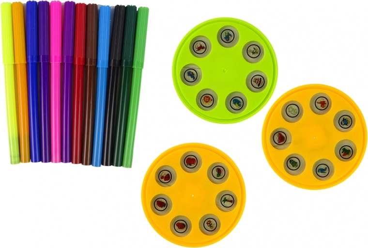 Colorido set de rotuladores y diapositivas