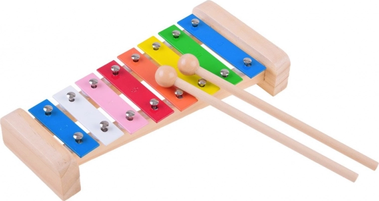 Xilófono con teclas de colores vivos