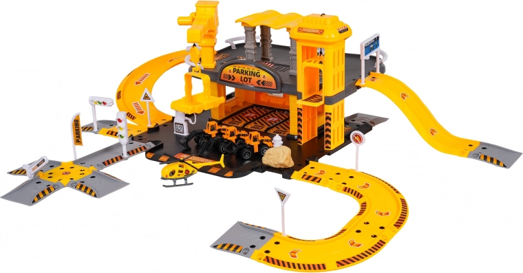 Aparcamiento de dos niveles con zona de construcción