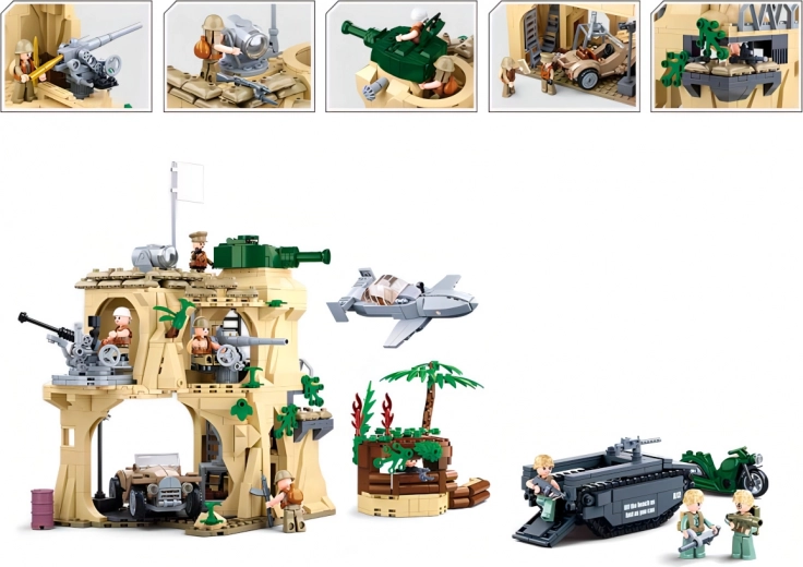 Gran fortaleza y vehículos para juego de acción