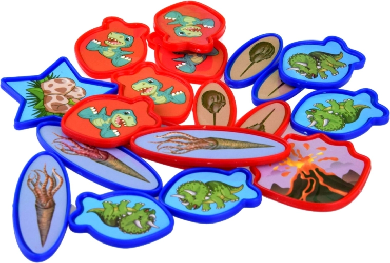 30 fichas de colores con dinosaurios