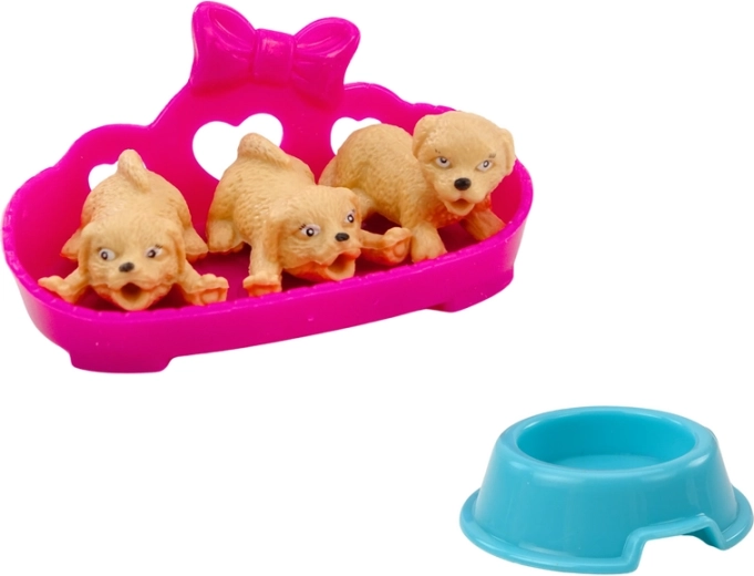 Tres cachorritos en una adorable camita