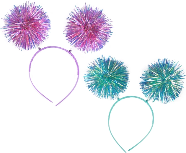 Dos grandes pom-pom brillantes