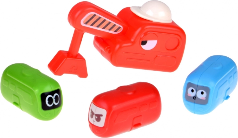 Grúa magnética y cochecitos en cápsula