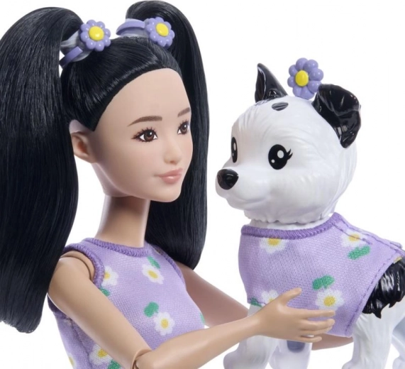 Estilo a juego para la muñeca y el perrito