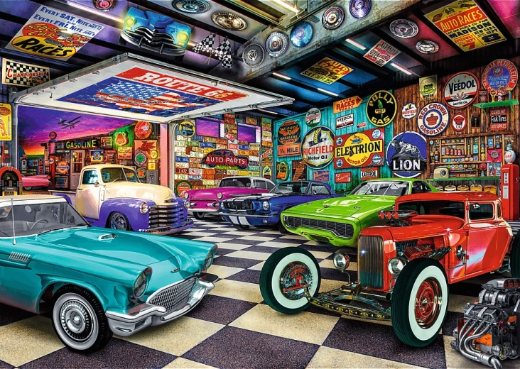 Atractivo motivo de garaje retro