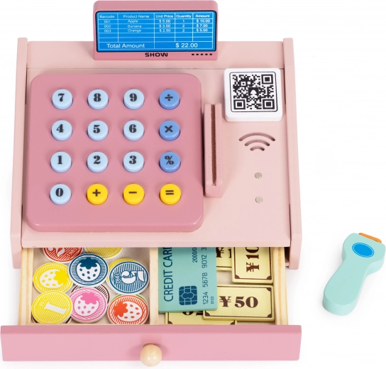 Cajón abatible y dinero de madera