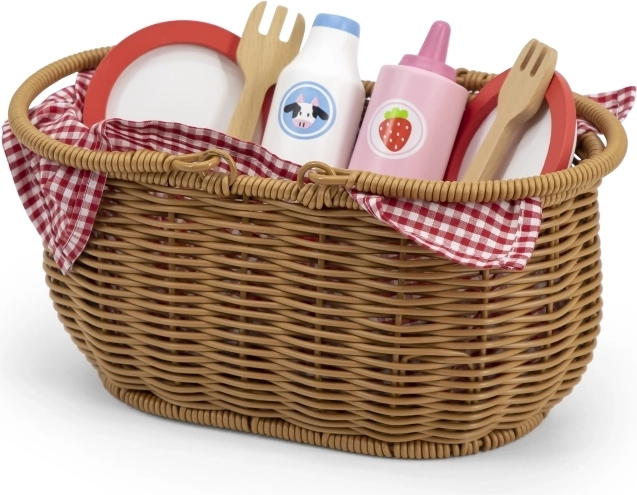 Cesta resistente con manta de cuadros