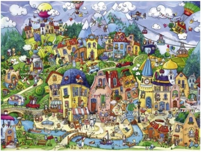 Un pueblo ricamente ilustrado lleno de detalles