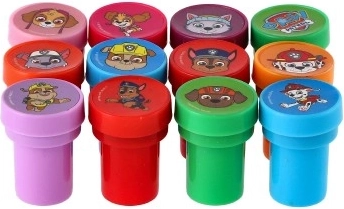 12 sellos de colores con los héroes de PAW PATROL