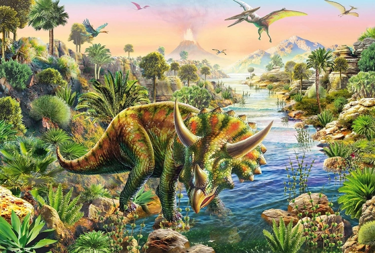 Valiente triceratops en la jungla