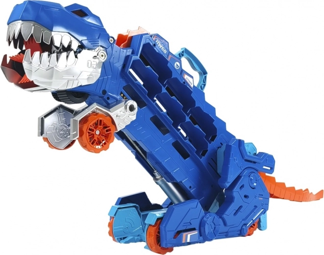 Transformación en un T‑Rex rugiente con luces y sonidos