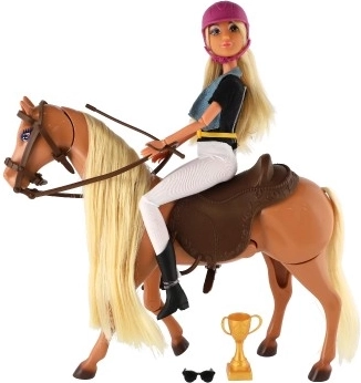 Muñeca jockey articulada con equipamiento