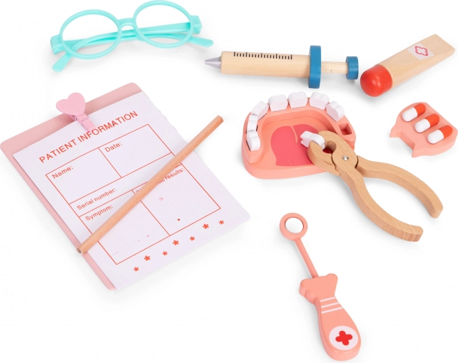 Set dental con prótesis y espejo