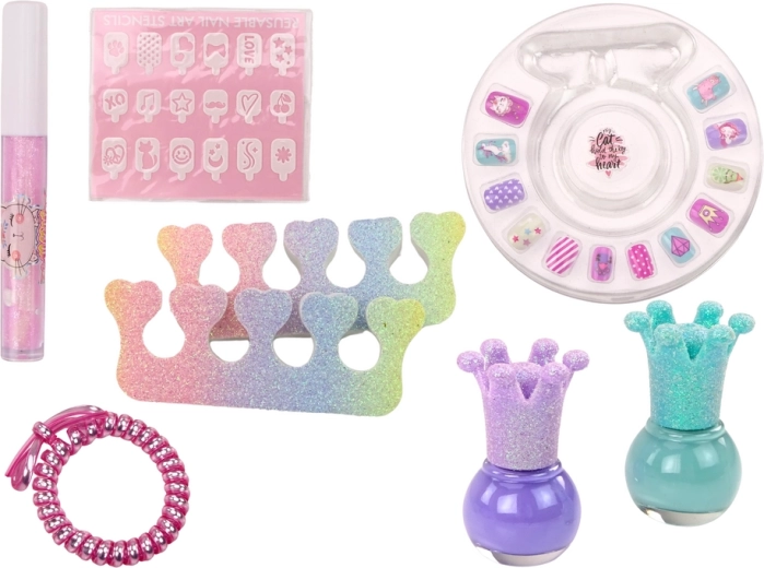 Esmaltes con purpurina y pegatinas para uñas mágicas