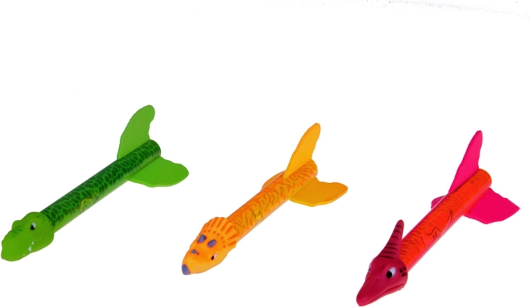 Tres dinosaurios de colores con efectos