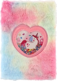 Ventanita de corazón con lentejuelas y unicornio