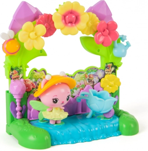 Flor interactiva y elementos móviles