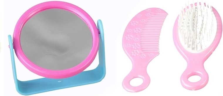 Espejo, cepillo y peine para el peinado diario