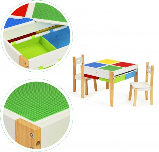 Tablero giratorio de dos piezas para dibujar y bloques de construcción