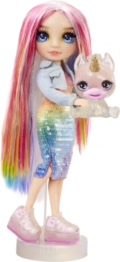 Cabello arcoíris y conjunto brillante