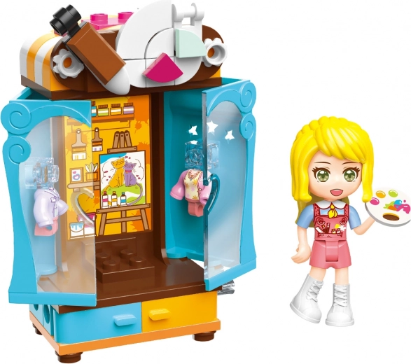 Minifigura de pintora con paleta