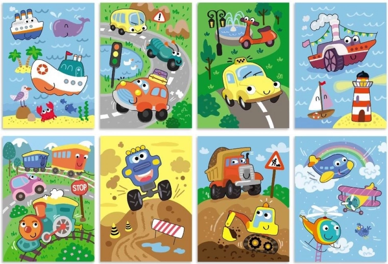 Medios de transporte coloridos para aprender y divertirse