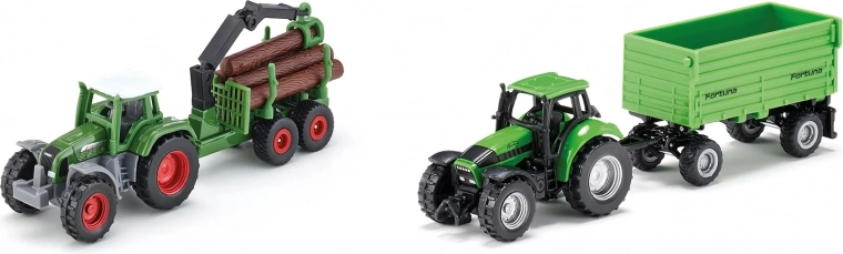 Dos tractores realistas con diferentes remolques