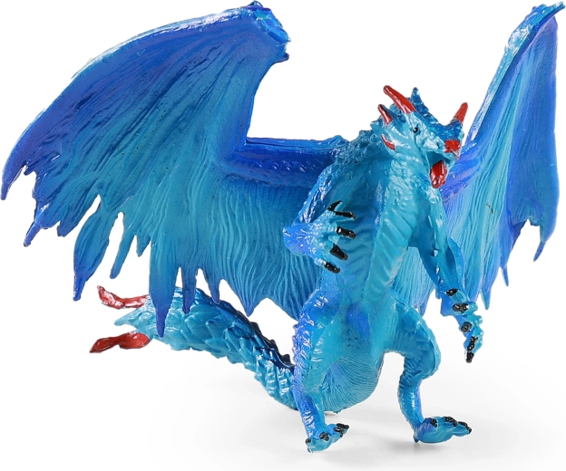 Dragón azul con acentos rojos