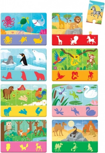 Ilustraciones coloridas de animales y su entorno