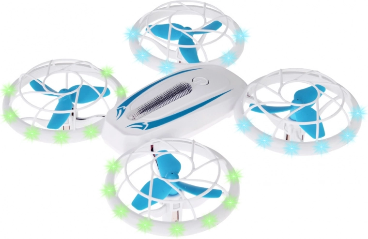Vuelo seguro gracias a las protecciones de hélices y LED