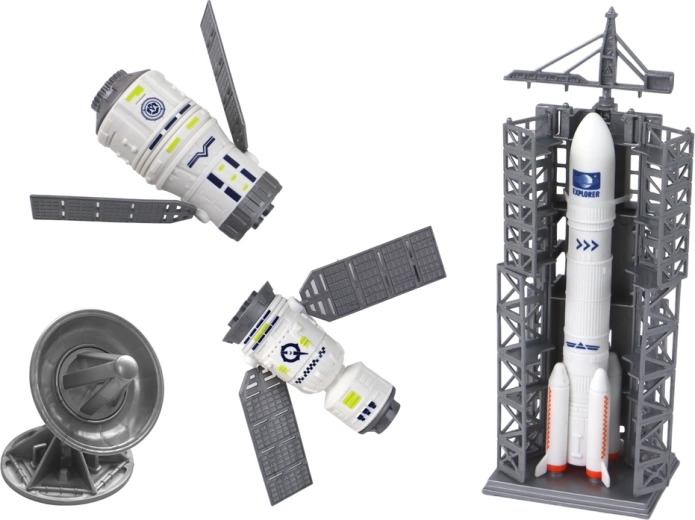 Gran cohete y plataforma de lanzamiento