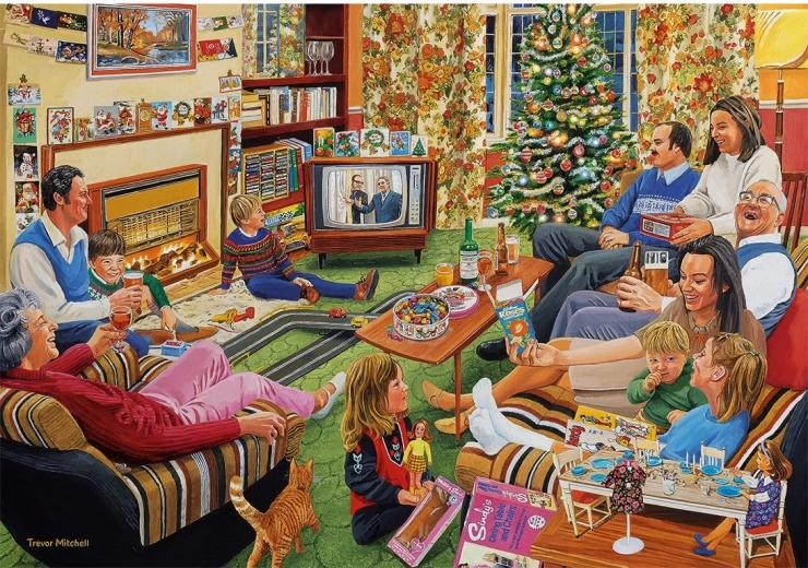 Confort navideño en familia junto a la chimenea