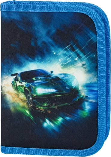 Estuche de una planta con cremallera YKK y motivo de carreras