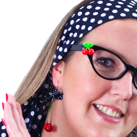 Gafas retro con decoraciones de cerezas