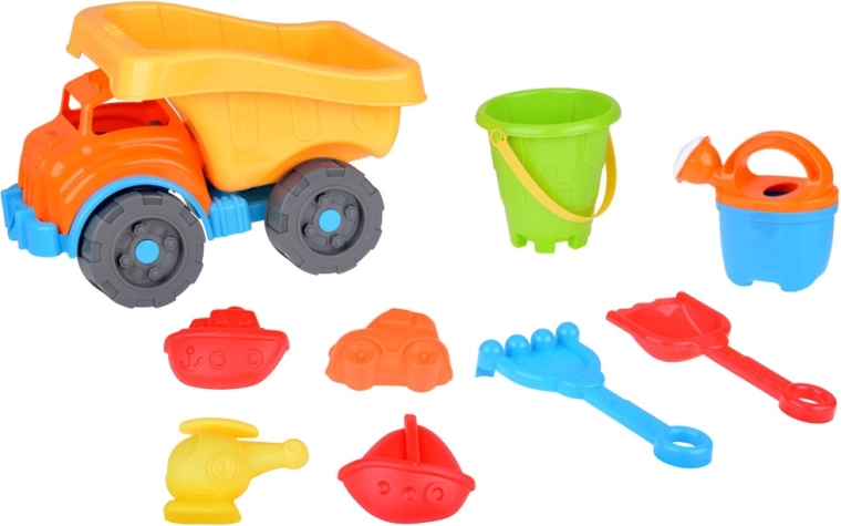 Set de playa completo con herramientas y moldes