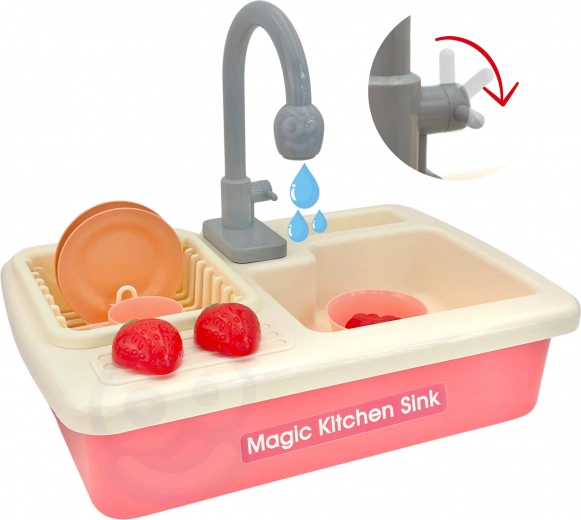 Circulación real de agua como en un fregadero de verdad