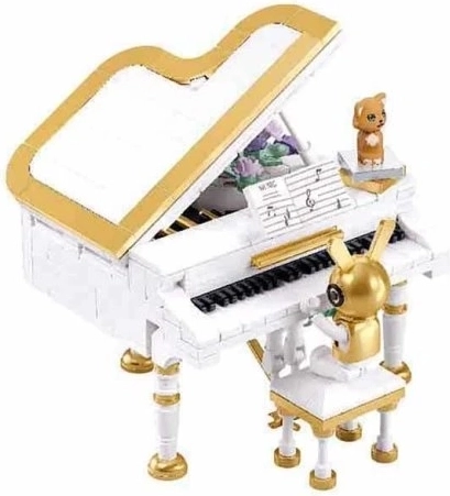 Elegante diseño de piano con figura
