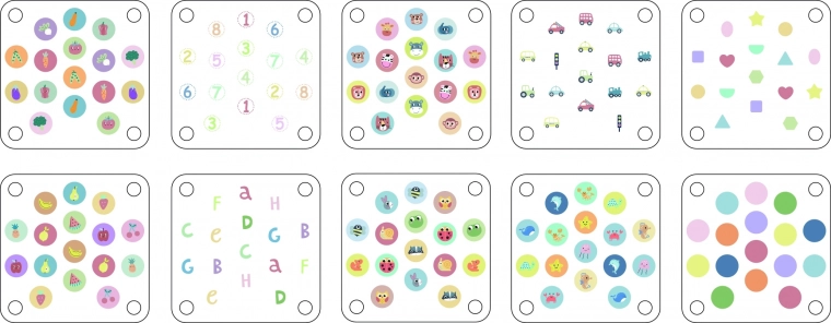10 tarjetas educativas con diferentes niveles de dificultad