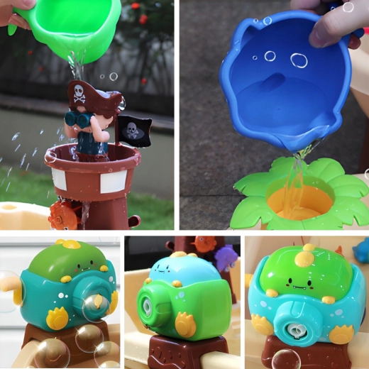 Torre pirata interactiva y ruedas giratorias