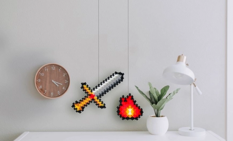 Decoración en estilo retro pixel