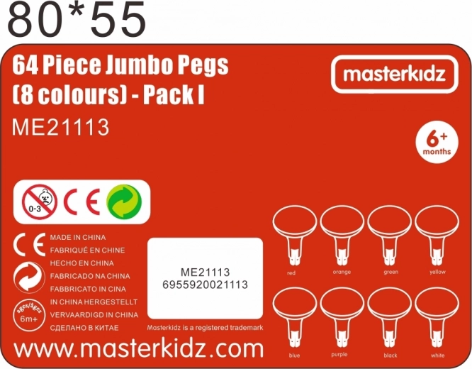 64 piezas en 8 colores brillantes