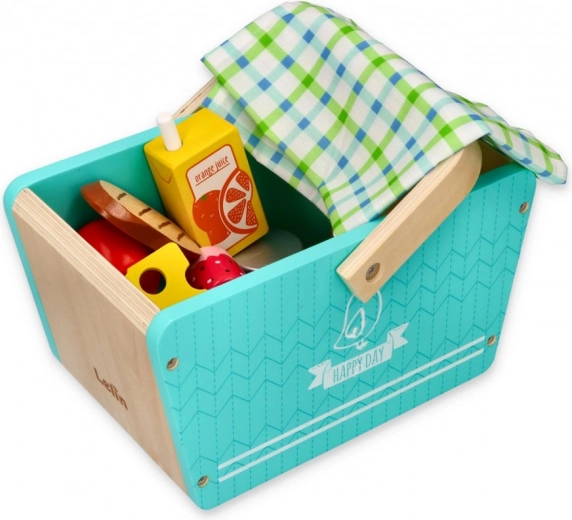 Elegante cesta de madera en color menta