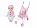 Muñeco bebé con sonidos y cochecito 27 cm – embalaje en checo